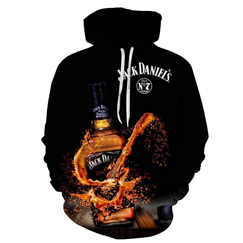 Черная толстовка с капюшоном для мужчин Jack Daniel, 3d принт, мужские толстовки с капюшоном, 3d пуловер, хип-хоп рок, мужские толстовки, уличная одежда размера плюс - Цвет: WY-1060