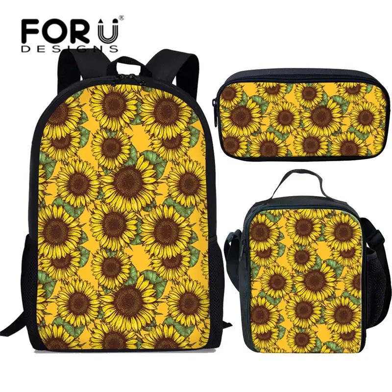 FORUDESIGNS/Комплект детских школьных сумок для девочек, школьный детский школьный рюкзак с подсолнухом, школьный рюкзак, комплект Mochila Infantil - Цвет: L5263CGK