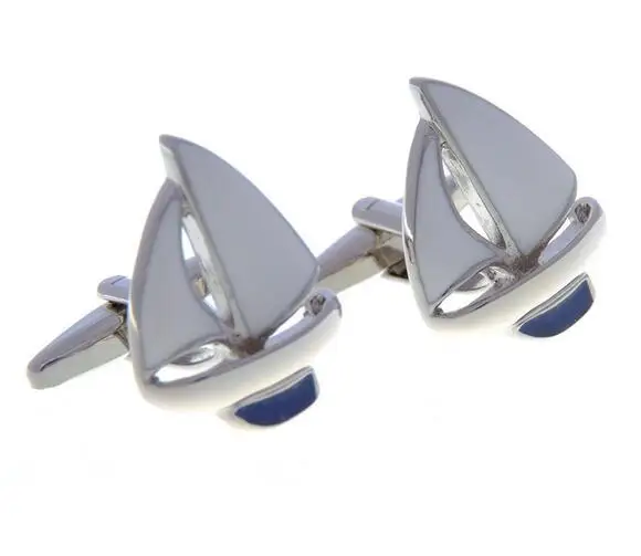 Y154995 10pair/lot Sailing Boat Cufflinks Plating Sailboat Cuff Links Enamel Sail Boat Cuff Buttons Men's Jewelry Wholesale - Окраска металла: Y154995