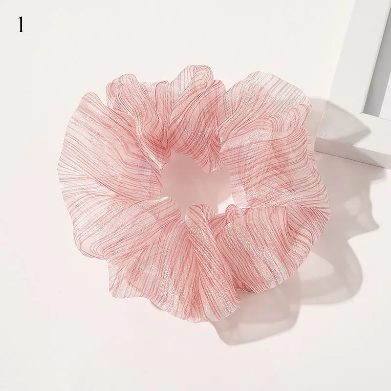 ladies headbands for short hair Embroidery Summer Mesh Scrunchies Organza Hair Accessories Ponytail Transparent Tulle Romantic Pink Hair Rope Ring Hair Tie Hot elastic headbands for women Hair Accessories