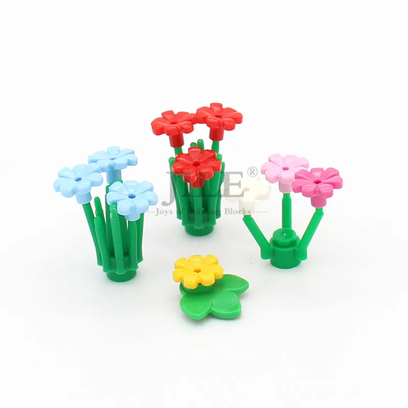 50pcs Moc 식물 줄기 잔디 클러스터 부시 11 줄기 DIY 빌딩 벽돌 블록 도시 거리 정원보기 호환 조립 장난감