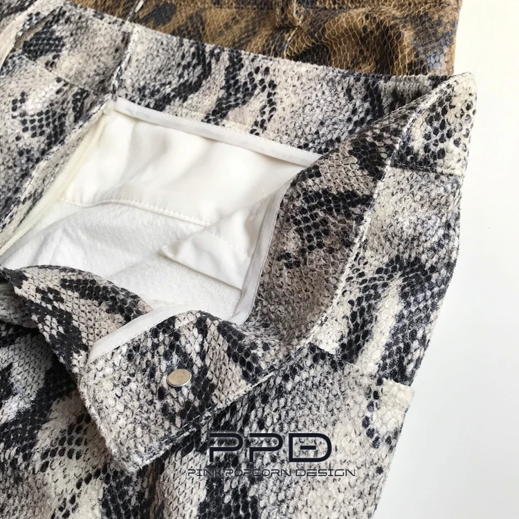 Рекомендуемые Ретро Ким флисовые глянцевые пользовательские кожи питона свободные прямые сумки хип повседневные брюки