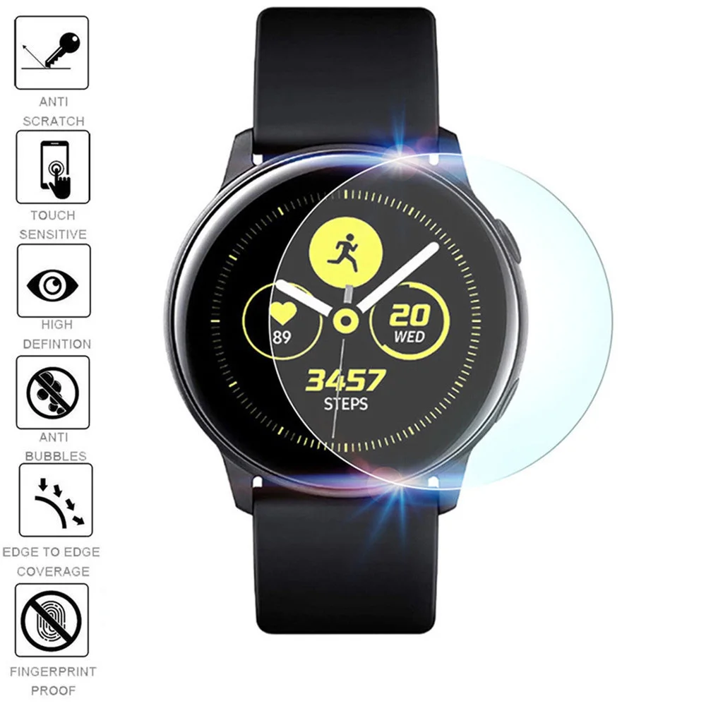 Защитная пленка для экрана для samsung Galaxy Watch Active 2, защита на весь экран HD, Взрывозащищенная, пропитанная гелем пленка, умные аксессуары