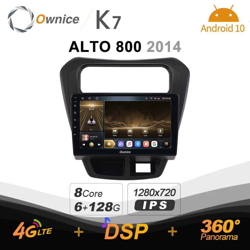 Автомагнитола Ownice K7 на Android 10 0 для Suzuki ALTO 800 2014 с поддержкой фронтальной камеры 4G LTE