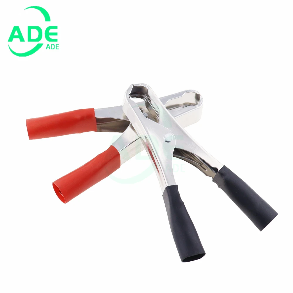 Red & Black Car Battery Test Lead Clip Crocodile Alligator Clamps 50A 100mm