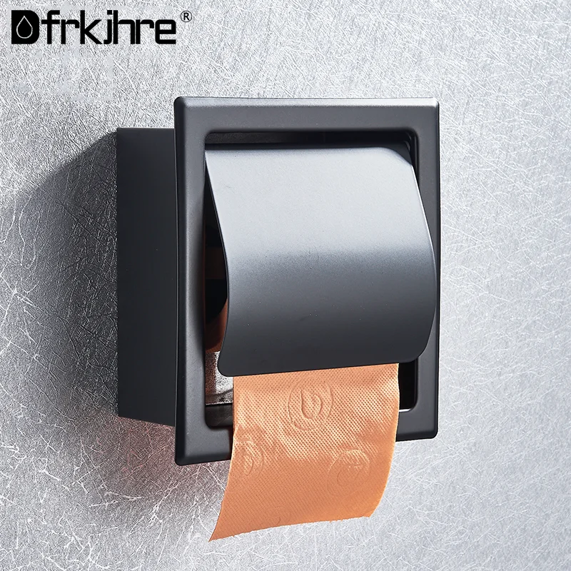 Bathroom Toilet Paper Holder Matte Black Chrome Stainless Steel 304 Roll Paper Box Porta Papel Higienico Roll Tissue Box