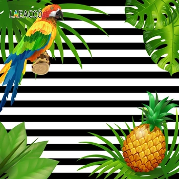 

Laeacco White Black Stripe Photography Backgrounds Customized Tropical Bird Portrait Photographic Backdrops For Photo Studio