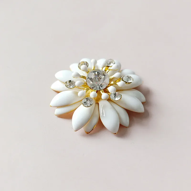 30pcs 30mm Gold color Alloy Material Enamel Crystal Flower Charm flower pendant For Head DIY Wedding Handmade Jewelry Making