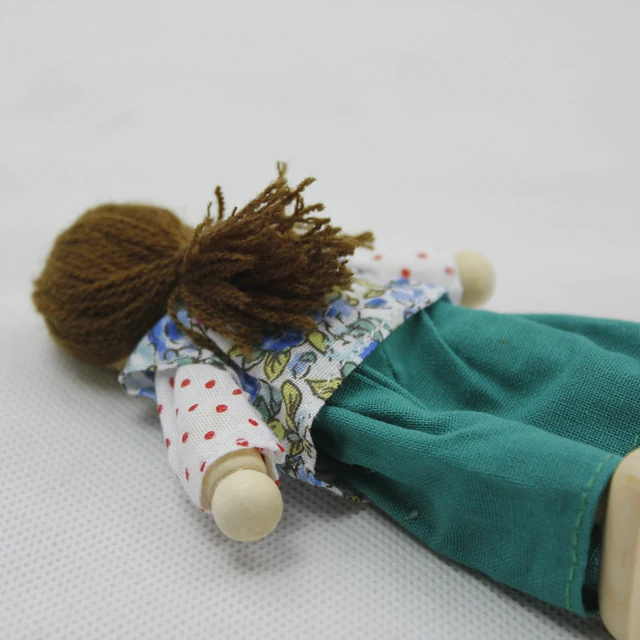 Kids Small Wooden Toys Set Happy Family Dolls Figures Dressed Characters Children Kids Gifts Pretend Play Toy 5