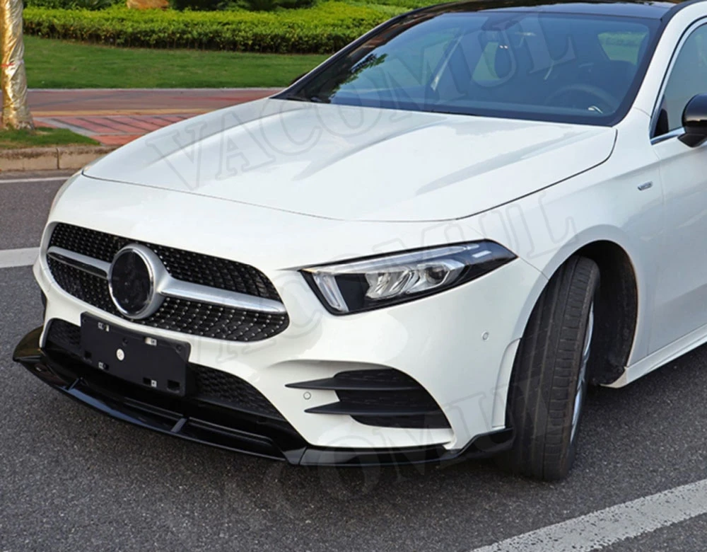 ABS черный Передний спойлер для Mercedes-Benz A Class W177 Sport A45 AMG 3 шт голова бампер подбородок сплиттеры