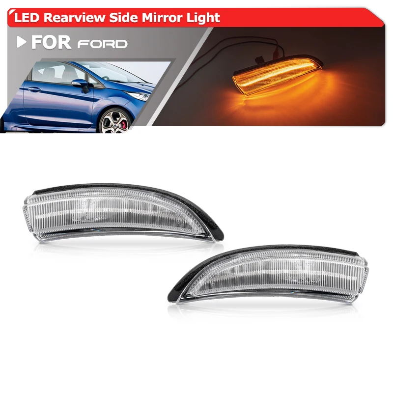 

2x For Ford Fiesta 08-17 B-Max 08-17 Dynamic Rearview Side Mirror Blinker Indicator Lamp Led Side Marker Light