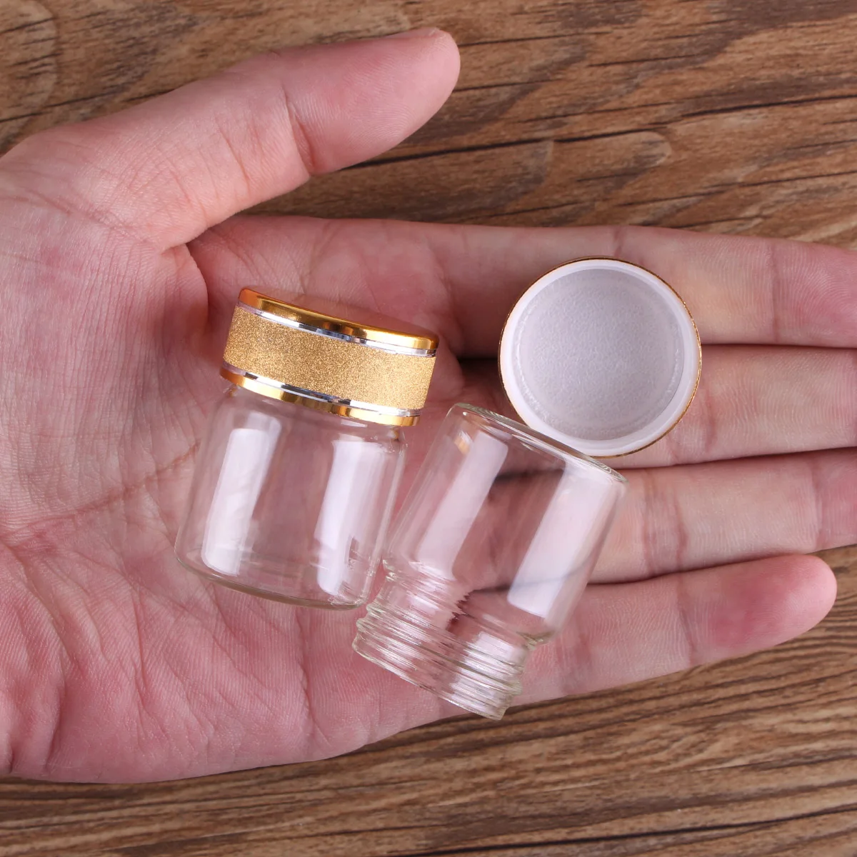 24 pieces 15ml 30*40mm Glass Bottles with Golden Frosted Caps Transparent Glass Perfume Bottle Spice Bottles Spice Jars 3
