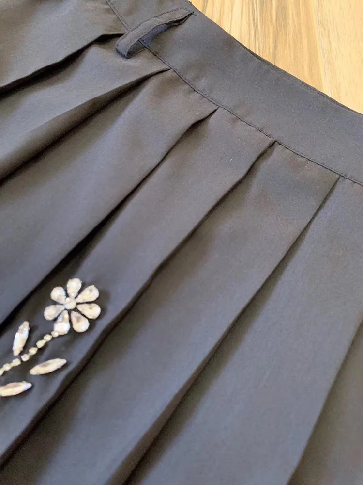 Truevoker дизайнерский подиумный комплект из двух предметов женские блузки с длинным рукавом и кристаллами+ юбка миди