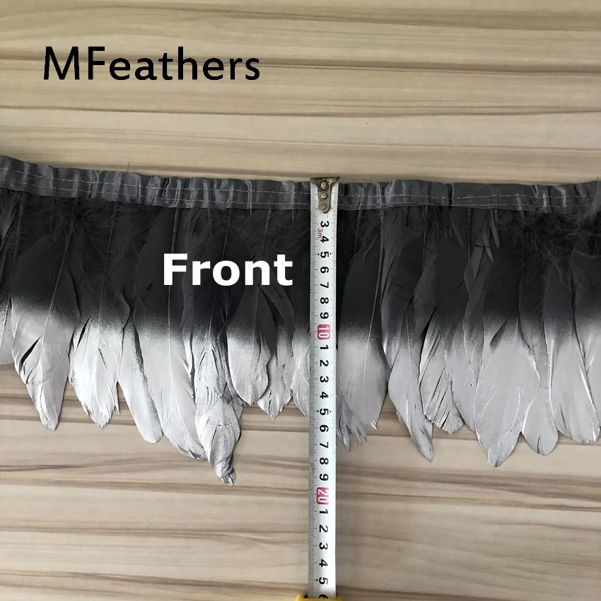 MFeathers 2 ярда Зеленое яблоко окрашенные гусиные утиные перья планки 15-20 см 6-8 дюймов длинные серебряные гуси перья бахрома полосы кружева пояс