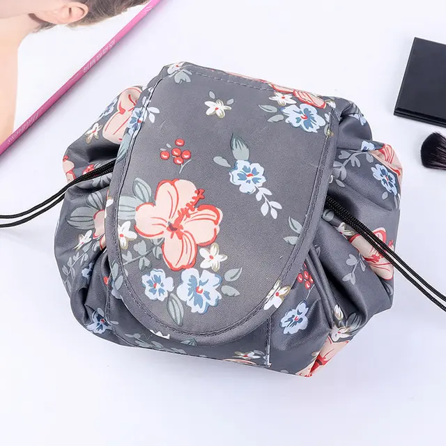 Women Drawstring Cosmetic Bag Travel Storage Makeup Bag Organizer Female Make Up Pouch Portable Waterproof Toiletry Beauty Case AF
