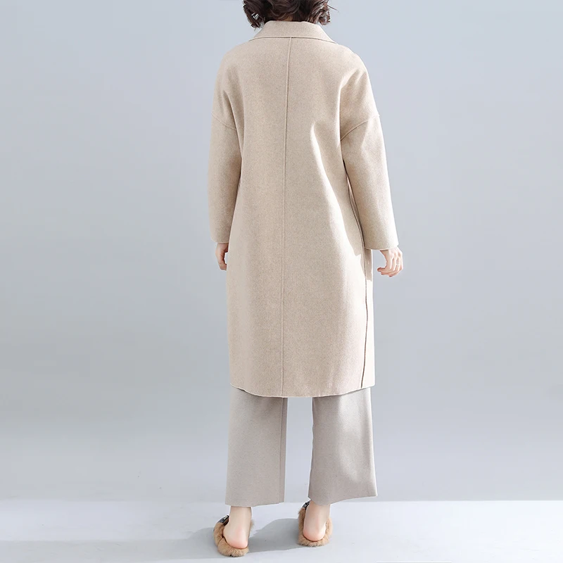 New Style Autumn Clothing Suit Collar Casual Cardigan Woolen Jacket Chubby Mm Literature And Art Mid-length Western Style F