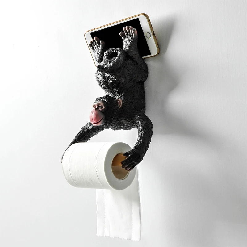Вешалка для полотенец в виде животного орангутанг, держатель для туалетной бумаги, держатель для ванной комнаты, креативная настенная вешалка с милой обезьянкой, Декоративная вешалка для кухонных полотенец