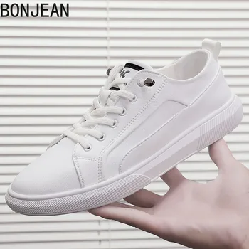 

our Seasons MEN'S SHOES Flat Shoes White Low Top-Style Leather Black Casual Fashion