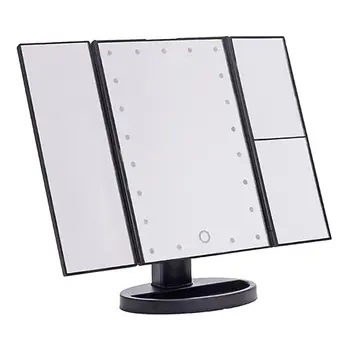 

LED Fold Makeup Mirror Desktop Cosmetic Mirror Magnifying Glass Makeup Beauty Tool 3 Folding Adjustable Make up Mirror