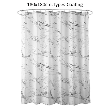 

Practical Shower Curtain Bathroom Hanging Water Resistant Easy Install Marbling Pattern 3D Bathtub Polyester Fabric With Hooks