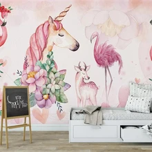 Diantu пользовательские обои розовый простой Фламинго Детская комната фон стены Гостиная Спальня ТВ фон 3d обои
