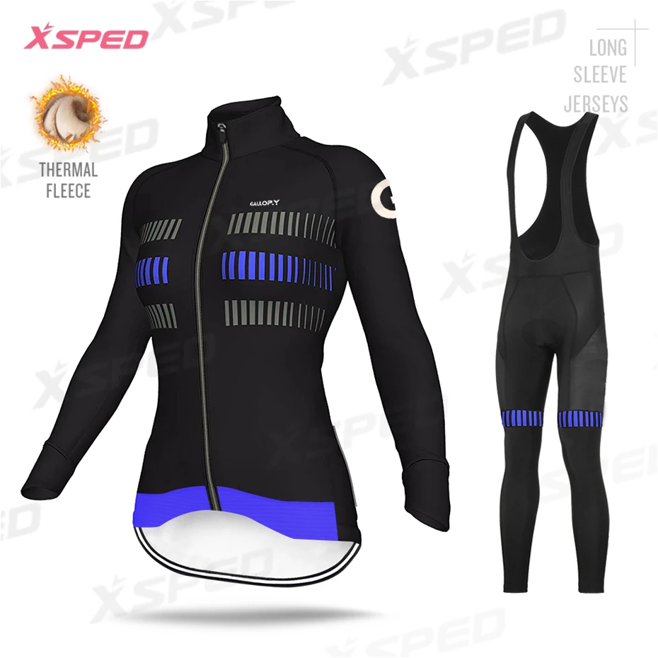 Bib Cycling Set Профессиональная команда ALEing, женская зимняя одежда для велоспорта, Теплая Флисовая кофта с длинным рукавом, женский комбинезон, одежда для шоссейного велосипеда, теплая одежда для улицы - Цвет: Bib Cycling Set
