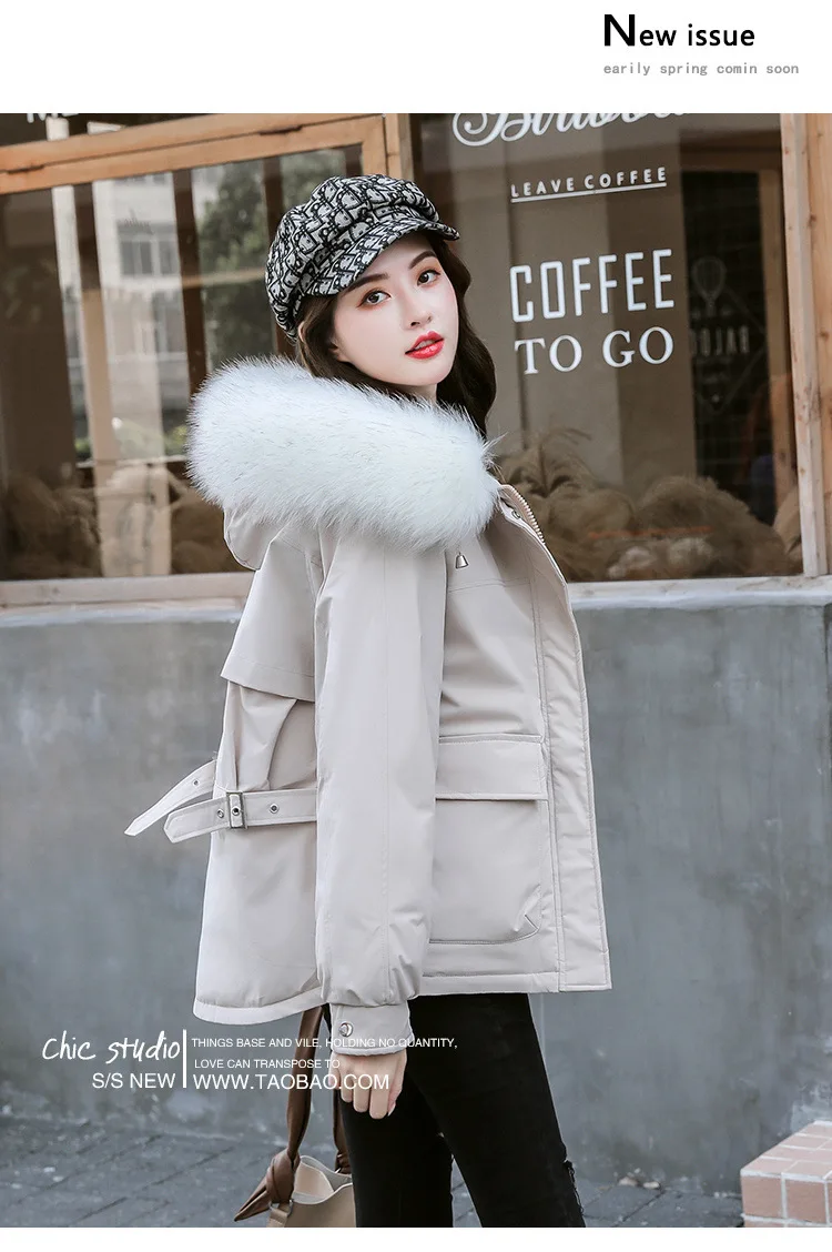 High-End Large Size Cotton Coat WOMEN'S Coat Autumn And Winter New Style Fashion Loose-Fit Slimming-Style Short Hooded Fur
