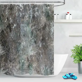 

Rustic Vintage Grunge Wall Bathroom Fabric Shower Curtain Set w/ Free Hooks