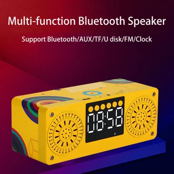 

2020 Bluetooth Speaker Soundbox LED Alarm Clock Stereo Bass Column Wireless Speaker for Computer TV PC Laptop AUX USB TF FM
