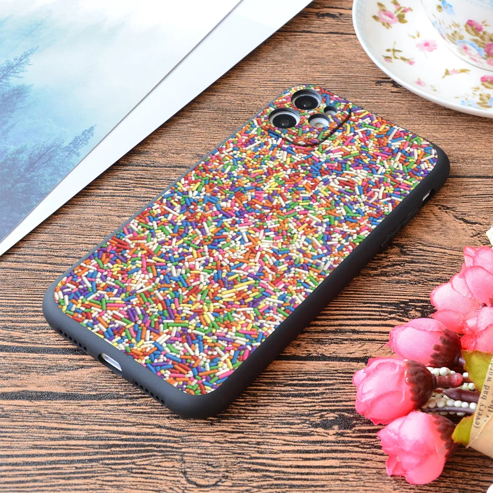 

For iPhone Rainbow Sprinkles Print Soft Matt Apple iPhone Case
