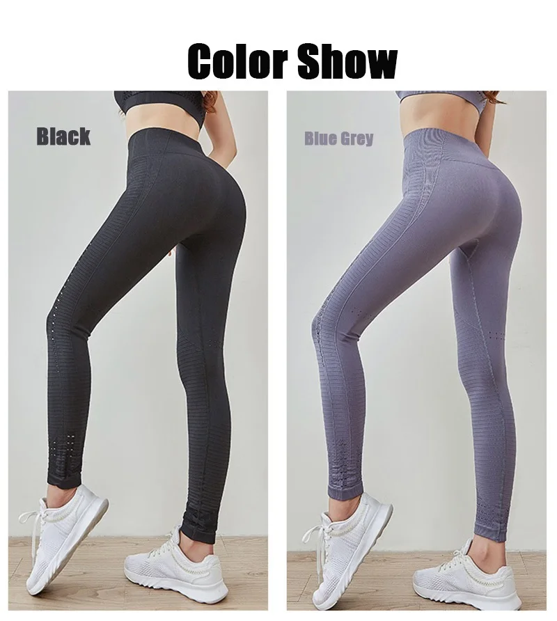 Sports Leggings Hollow Yoga Pants High Waist Fitness Long Tights Gym Seamless Tummy Control for Running Workout Sexy Butt