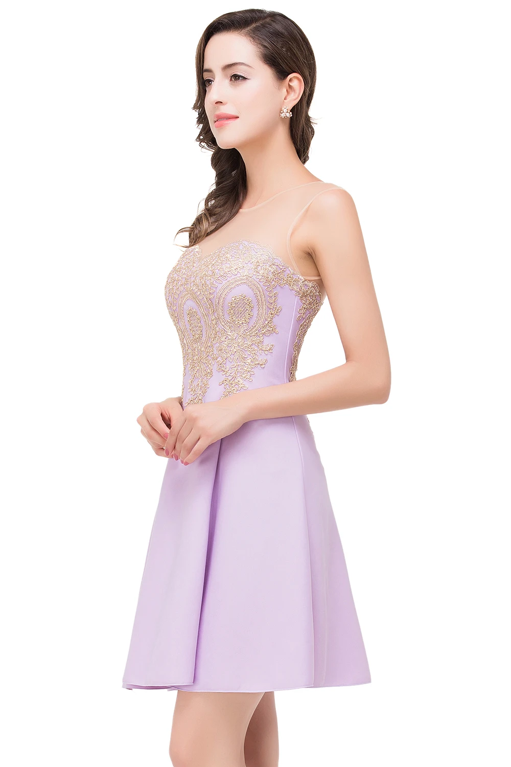 Robe de soiree вечернее платье элегантное короткое вечернее платье трапециевидной формы аппликация без рукавов вечернее платье Быстрая отправка