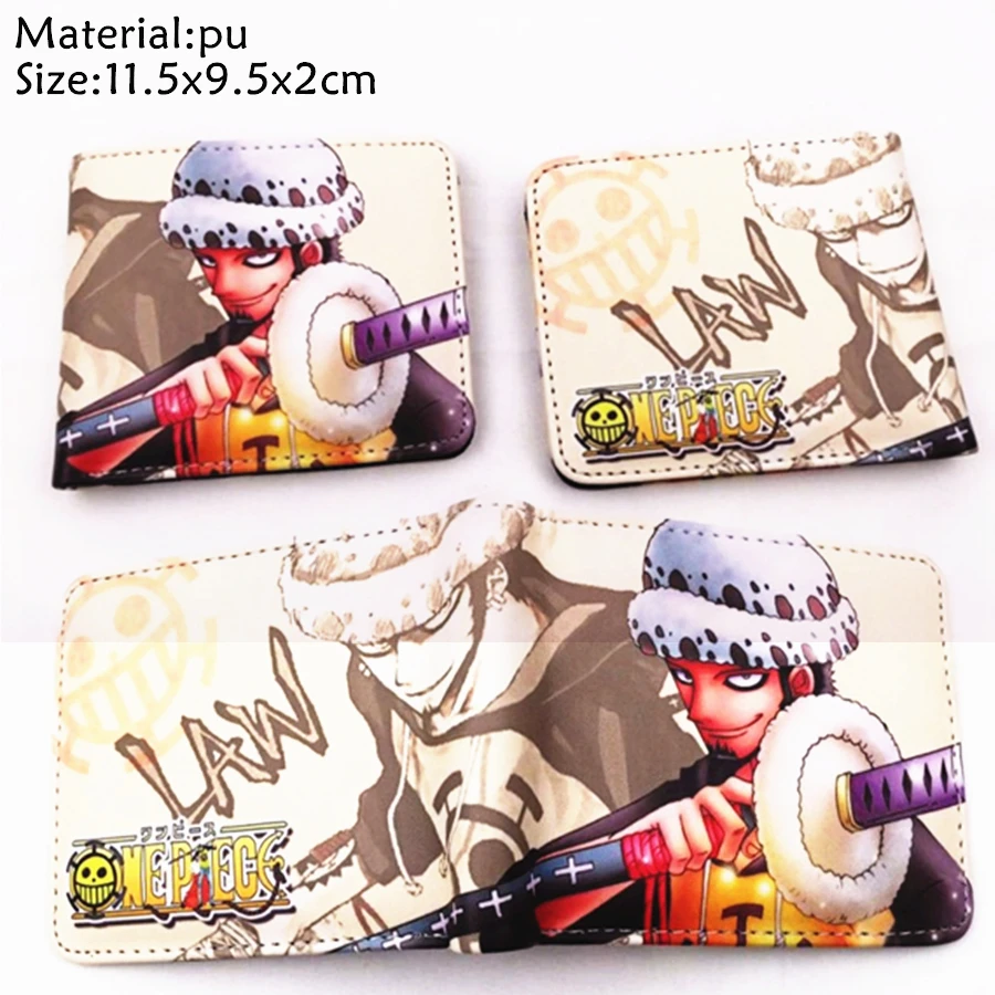 Аниме one piece Luffy Law Pu кожаный кошелек для мальчиков и девочек с карманом для монет на молнии короткий двойной фото держатель для карт кошелек подарок