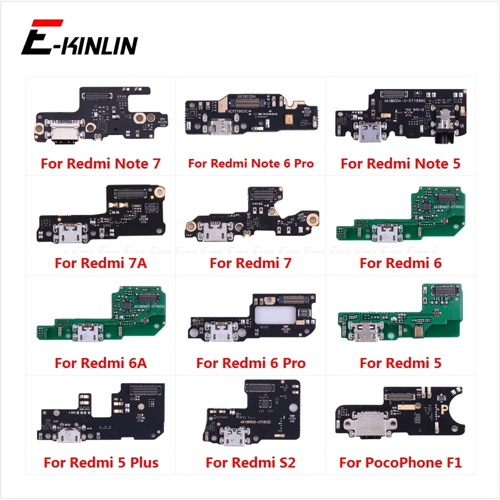 Зарядное устройство Док-станция usb зарядный порт вилка плата с микрофоном гибкий кабель для XiaoMi PocoPhone F1 Redmi Note 7 6 5 Pro Plus 7A 6A S2
