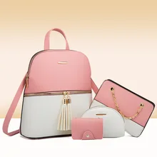 Designer Fashion Women Backpack 4 PCS Set Elegant School Bags for Women 2021 Ladies Backpacks Shoulder Message Bag and Purses