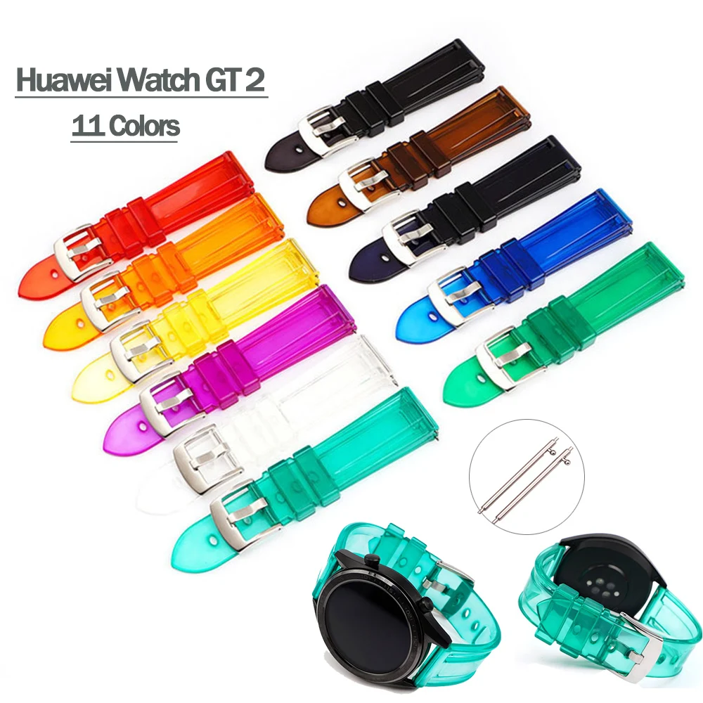 

22mm Transparent TPU Quick Release Watchband for Huawei Watch GT gt 2 Band Strap Bracelet for Samsung Galaxy Watch 46mm Gear S3