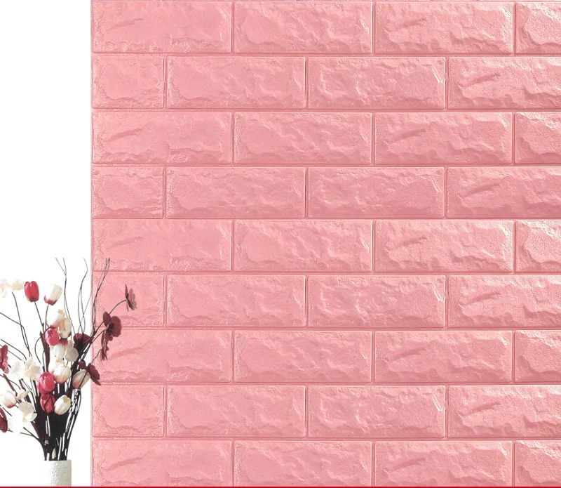 Pink 70*77 см DIY самоклеющиеся 3D кирпичные настенные наклейки Декор для гостиной пенопластовое водонепроницаемое покрытие для стен для детей Rm tv Background-W001 - Цвет: Pink