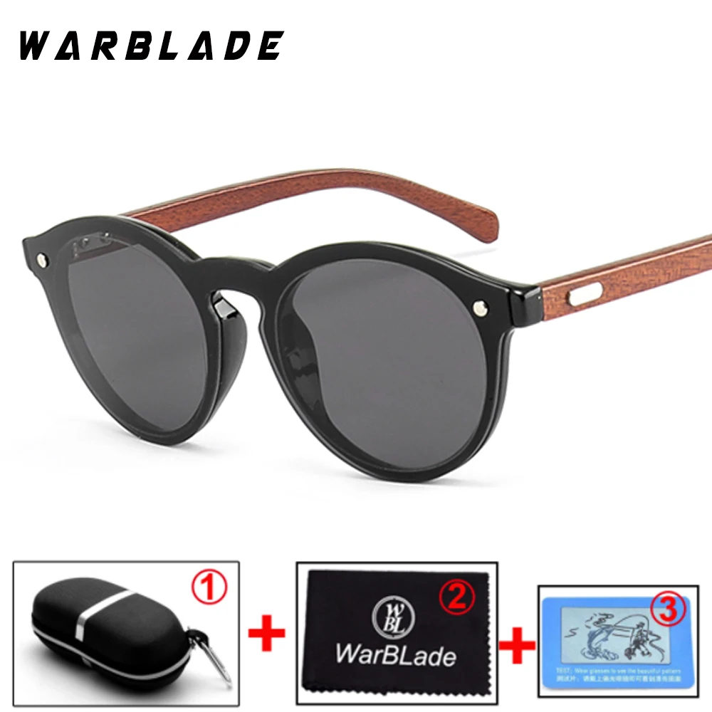 gray lens WarBLade классические деревянные солнцезащитные очки мужские модные солнцезащитные очки без оправы женские брендовые дизайнерские очки с коробкой - Lenses Color: gray lens