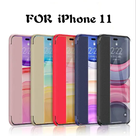 Умный прозрачный кожаный чехол-книжка для iPhone 11 Pro XS Max XR X 10 8 7 6 6S Plus 7Plus 8Plus 6Plus SE 2020 |