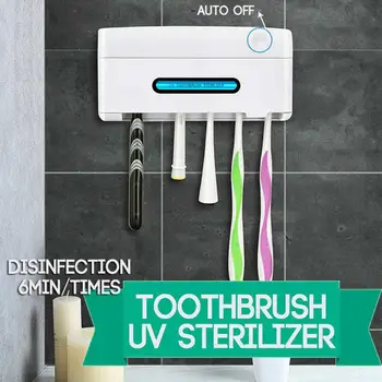 

5 In 1 UV Light Ultraviolet Toothbrush Sterilizer Holder Automatic Toothpaste Squeezers Dispenser Home Bathroom Set