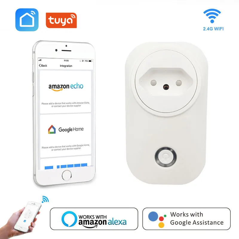 Умная штепсельная вилка Wifi умная розетка BR бразильская 16А монитор питания Tuya