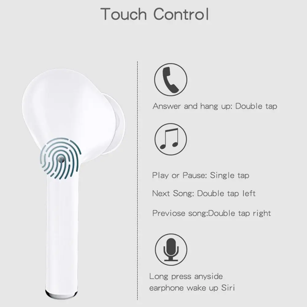 Stereo Bluetooth Earphones Mini TWS Wireless Earbuds Noise Cancelling Headsets with Mic for iOS iPhone Android Cell Phone