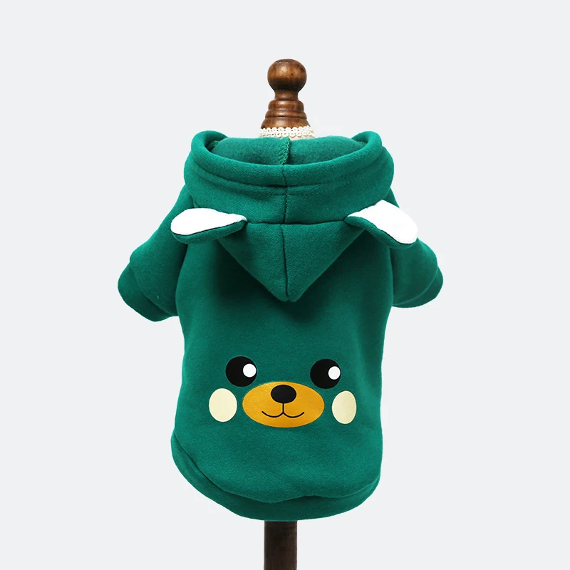 Одежда для собак с героями мультфильмов зимняя теплая куртка для собак куртка для маленьких собак чихуахуа французская одежда для бульдога для собак Толстовка Ropa Perro - Цвет: Зеленый