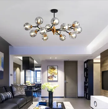 

Modern Pendent Lamp Luminaire Lights Shade Dining Room Restaurant Lustres Pendants Amber Fixtures Smoke Gray LED Bulbs Metal E27