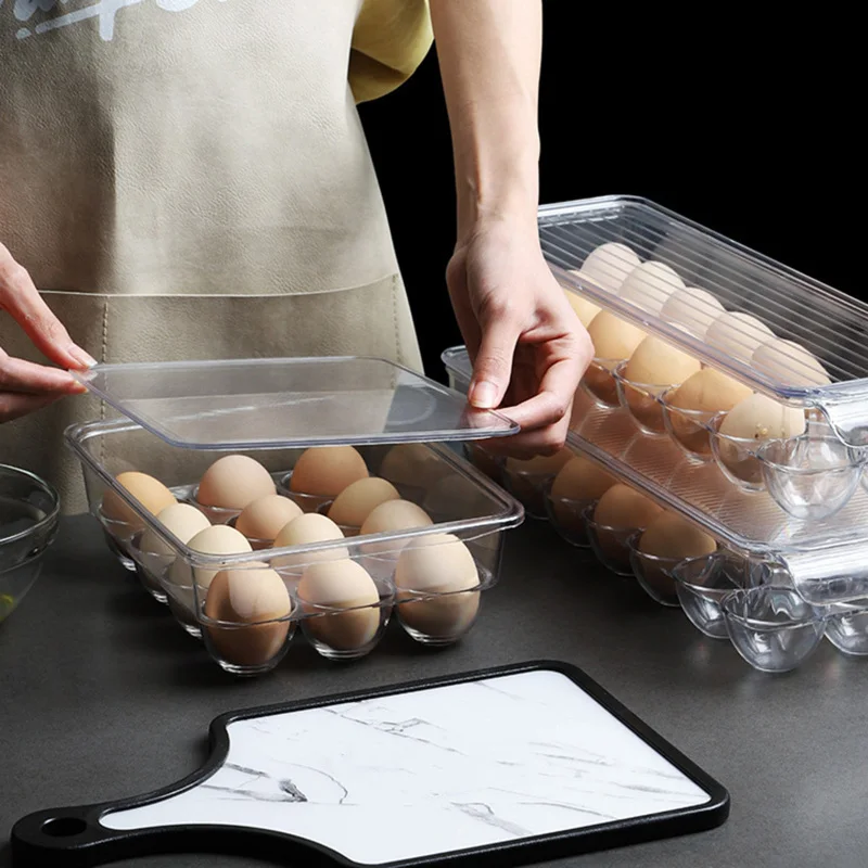 

12/14/21 Grids Egg Storage Box Transparent Thicken Plastic Container Egg Holder for Home Refrigerator Kitchen Egg Storage Box