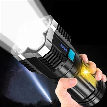 

USB rechargeable 4-cell high-brightness LED flashlight LED flashlight with COB side light outdoor multi-function spotlight