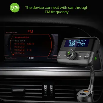 

Portable FM Transmitter Aux Modulator Bluetooth Car With 3.1A Quick Charge Dual USB Audio MP3 Player Handsfree Car Kit