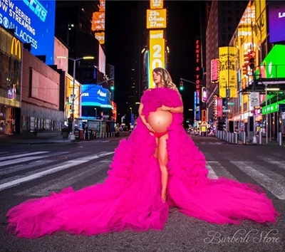Real Image Hot Pink Lush Birdal Dress Tulle Robes