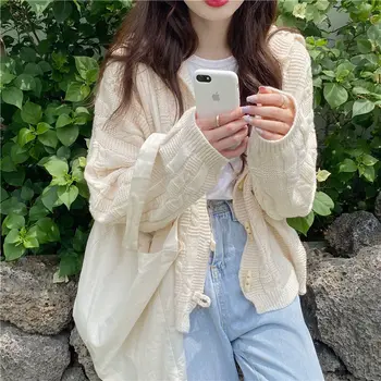 

Loose sweater women's short 2020 Fall/Winter New cardigan student Joker long sleeve knitted jacket