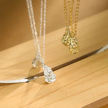 

Merry christmas925 Sterling Silve Water Drop Necklaces Women Korean Minimalist Gold Pendants Necklace Colgante Jewellery Gift